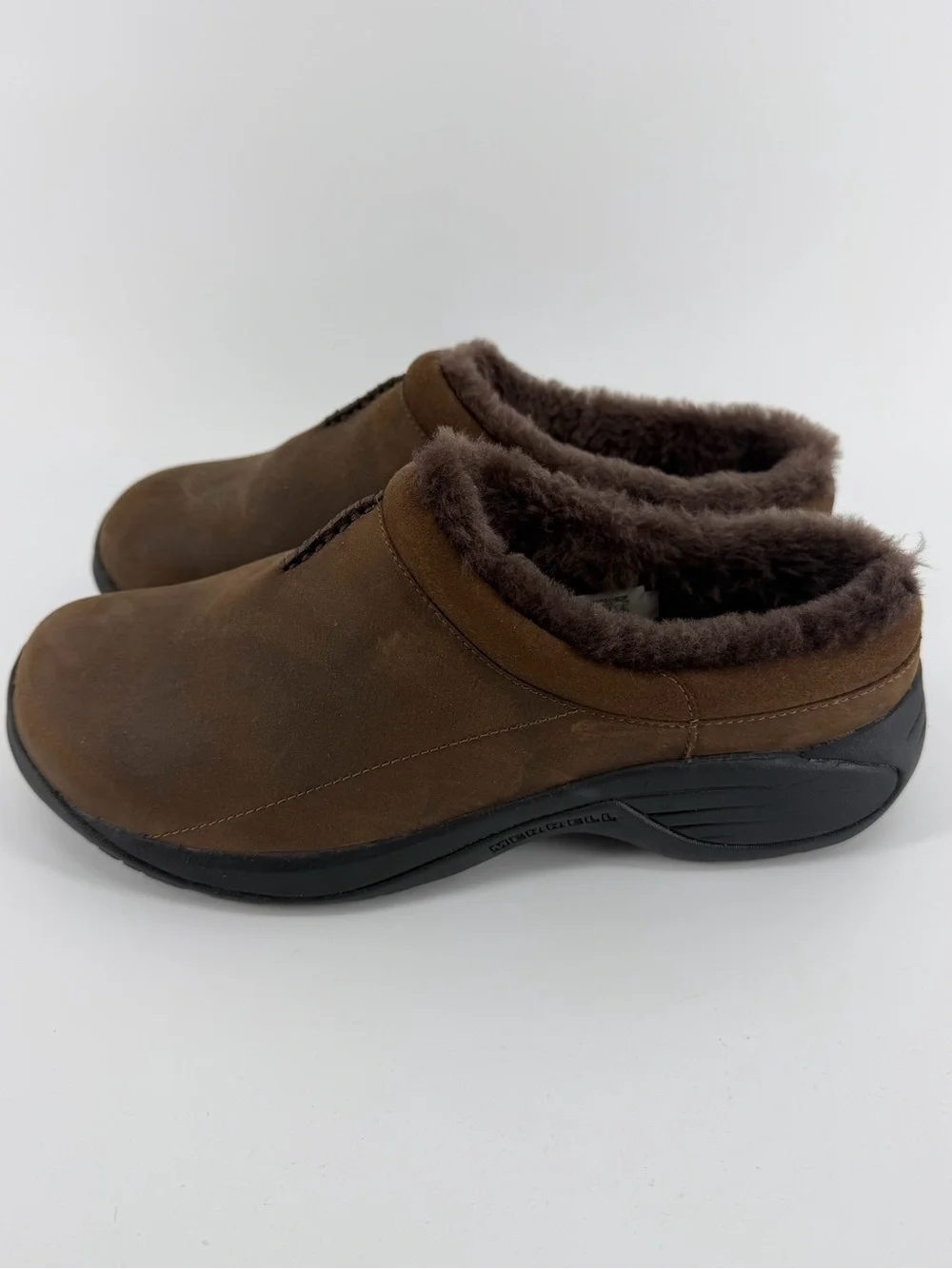 Merrell Encore Chill 2 Faux Fur Lined Brown Leather Slip-On Moccasins, Men's 9